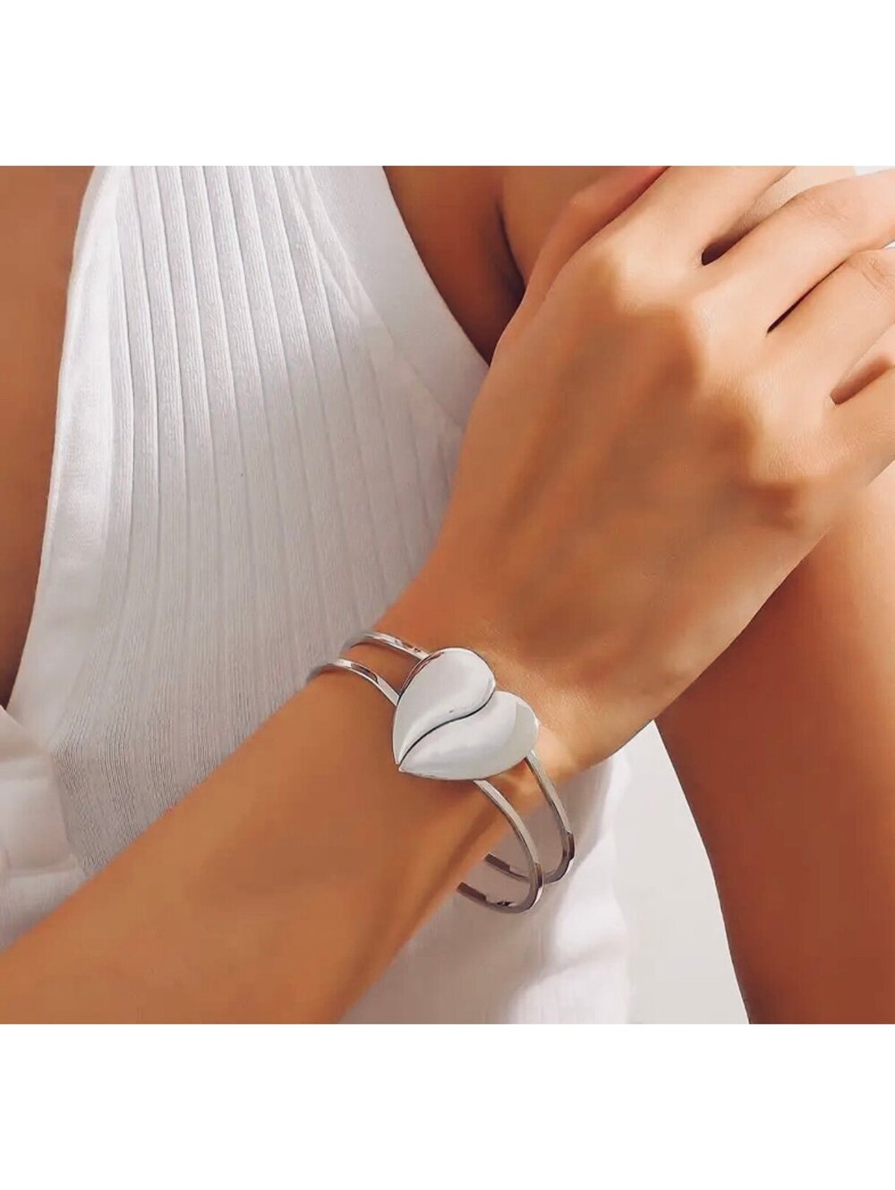 New - Vintage Simple Iron Cuff Bracelet with Heart Design